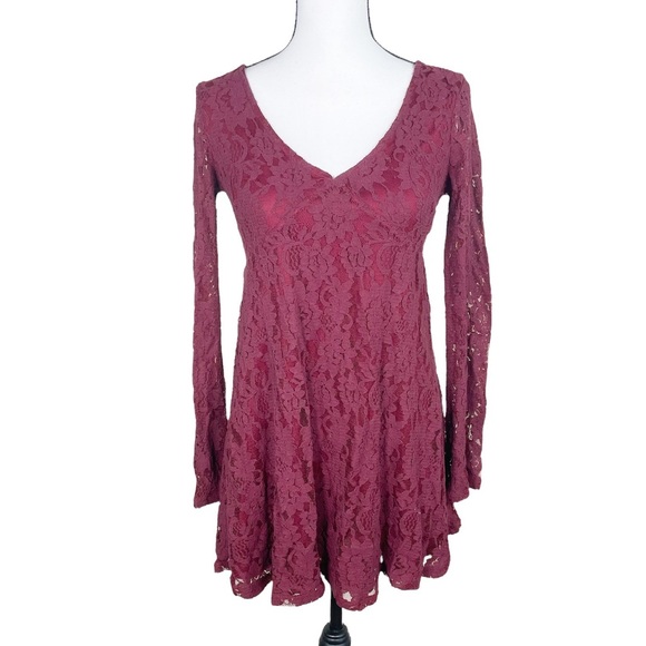 others follow lace dress AO35 Others Follow Coral Strapless Knit Lace Maxi Dress Womens Medium